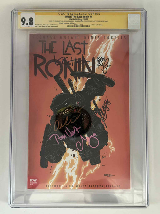 [Signed by Ben Bishop | Luis Antonio Delgado | Kevin Eastman | Esau Escorza | Isaac Escorza | Tom Waltz] TMNT: The Last Ronin #1 CGC 9.8 Yellow Label Eastman Exclusive Var - for just $400! 