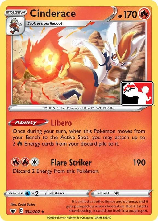 Cinderace (034/202) [Prize Pack Series One] - for just $1.55! 