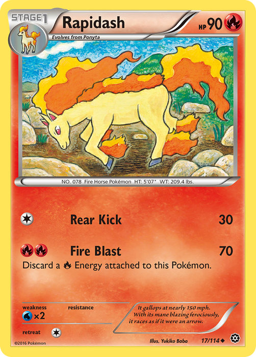 Rapidash (17/114) [XY: Steam Siege] - Just $0.05! Shop now at Retro Gaming of Denver