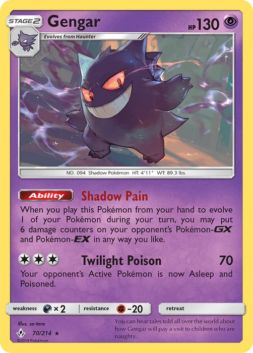 Gengar (70/214) [Sun & Moon: Unbroken Bonds] - for just $8.45! 