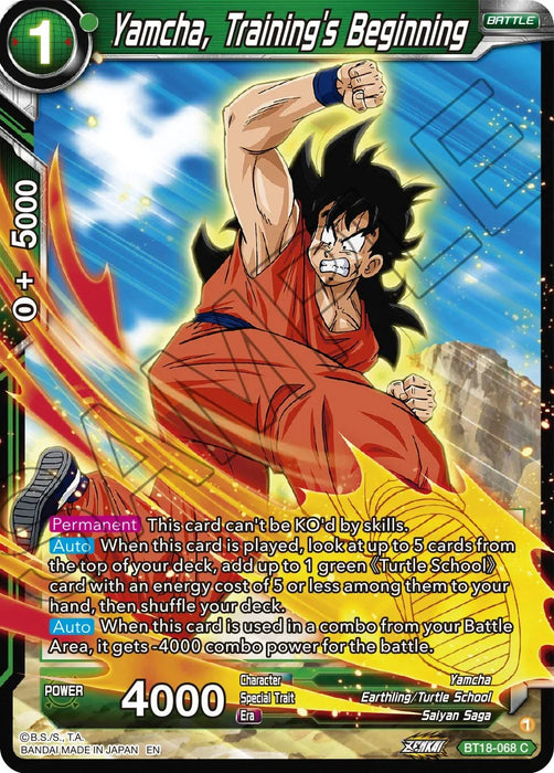 Yamcha, Training's Beginning (BT18-068) [Dawn of the Z-Legends] - for just $0.10! 