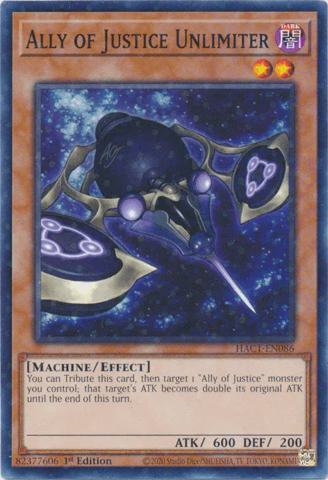 Ally of Justice Unlimiter (Duel Terminal) [HAC1-EN086] Common - for just $0.15! 