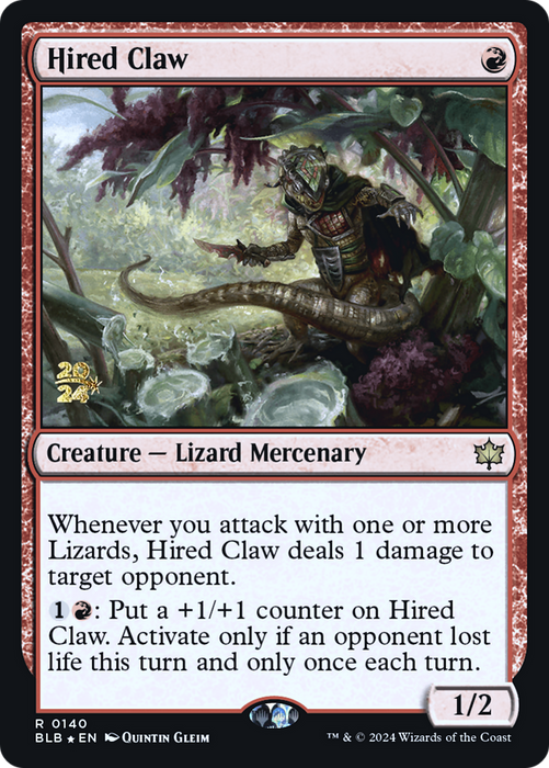 Hired Claw (PRE-140) - Bloomburrow Promos Foil - for just $0.60! 