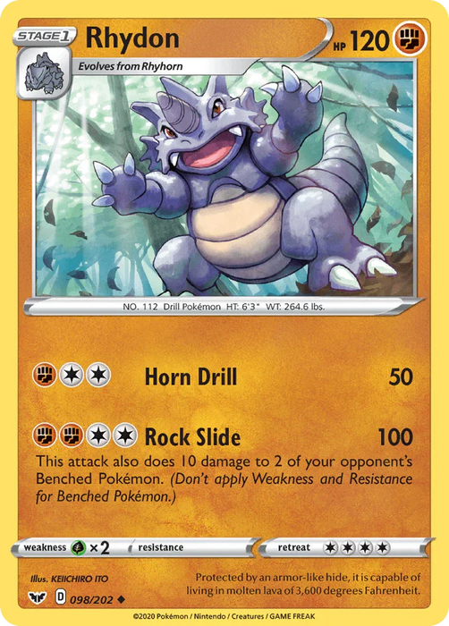 Rhydon (098/202) [Sword & Shield: Base Set] - for just $0.10! 