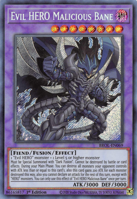 Evil HERO Malicious Bane [BROL-EN069] Secret Rare - for just $2.05! 