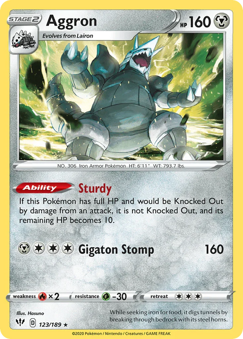 Aggron (123/189) [Sword & Shield: Darkness Ablaze] - for just $0.15! 