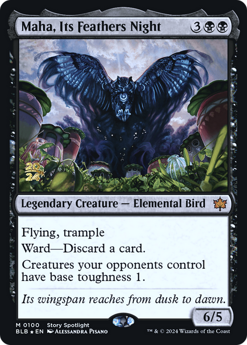 Maha, Its Feathers Night (PRE-100) - Bloomburrow Promos Foil - for just $11.06! 