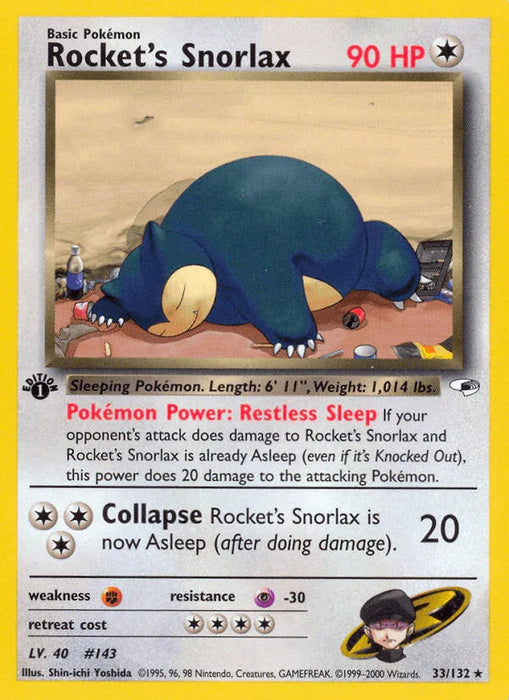 Rocket's Snorlax (33/132) [Gym Heroes 1st Edition] - for just $16.20! 