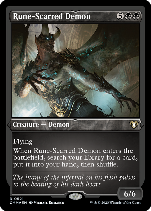 Rune-Scarred Demon (Foil Etched) [Commander Masters] - Just $6.60! Shop now at Retro Gaming of Denver