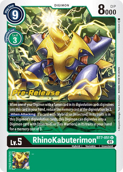 RhinoKabuterimon [BT7-051] [Next Adventure Pre-Release Cards] - Just $2.30! Shop now at Retro Gaming of Denver