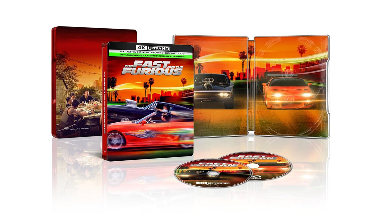 The Fast and the Furious - 25th Anniversary Limited Edition Steelbook (4K Ultra HD + Blu-ray + Digital) - for just $35.99! 