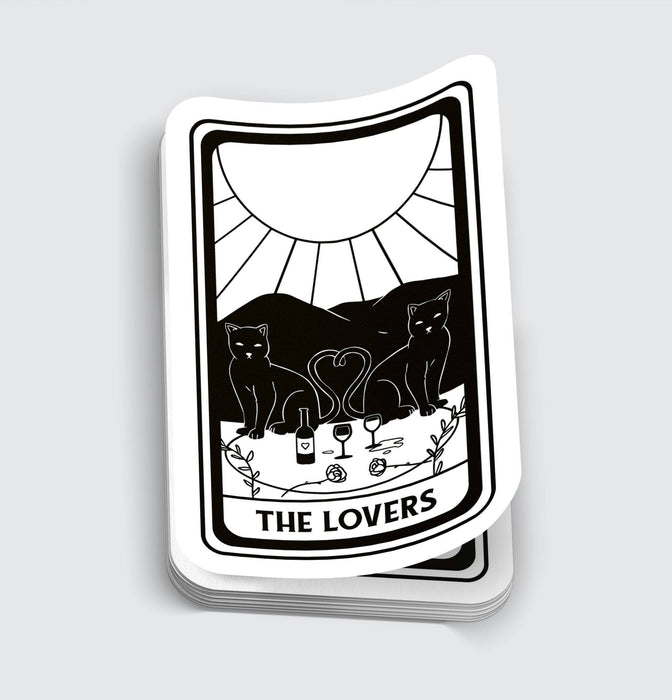 Cat Black and White Lovers Tarot Card Sticker - 3" - for just $3.50! 