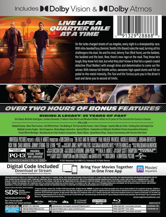 The Fast and the Furious - 25th Anniversary Limited Edition Steelbook (4K Ultra HD + Blu-ray + Digital) - for just $35.99! 