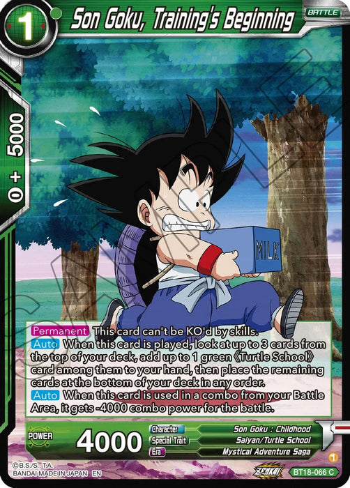 Son Goku, Training's Beginning (BT18-066) [Dawn of the Z-Legends] - for just $0.10! 