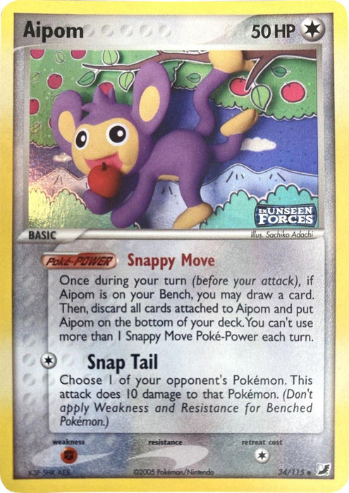 Aipom (34/115) (Stamped) [EX: Unseen Forces] - for just $12.80! 