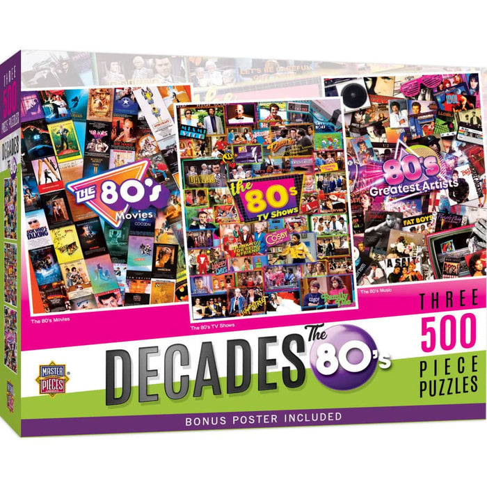 Decades - The 80's 500 Piece Jigsaw Puzzles 3-Pack - for just $24.99! 