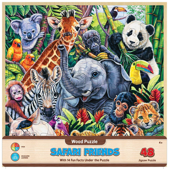 Wood Fun Facts - Safari Friends 48 Piece Wood Jigsaw Puzzle - for just $14.99! 