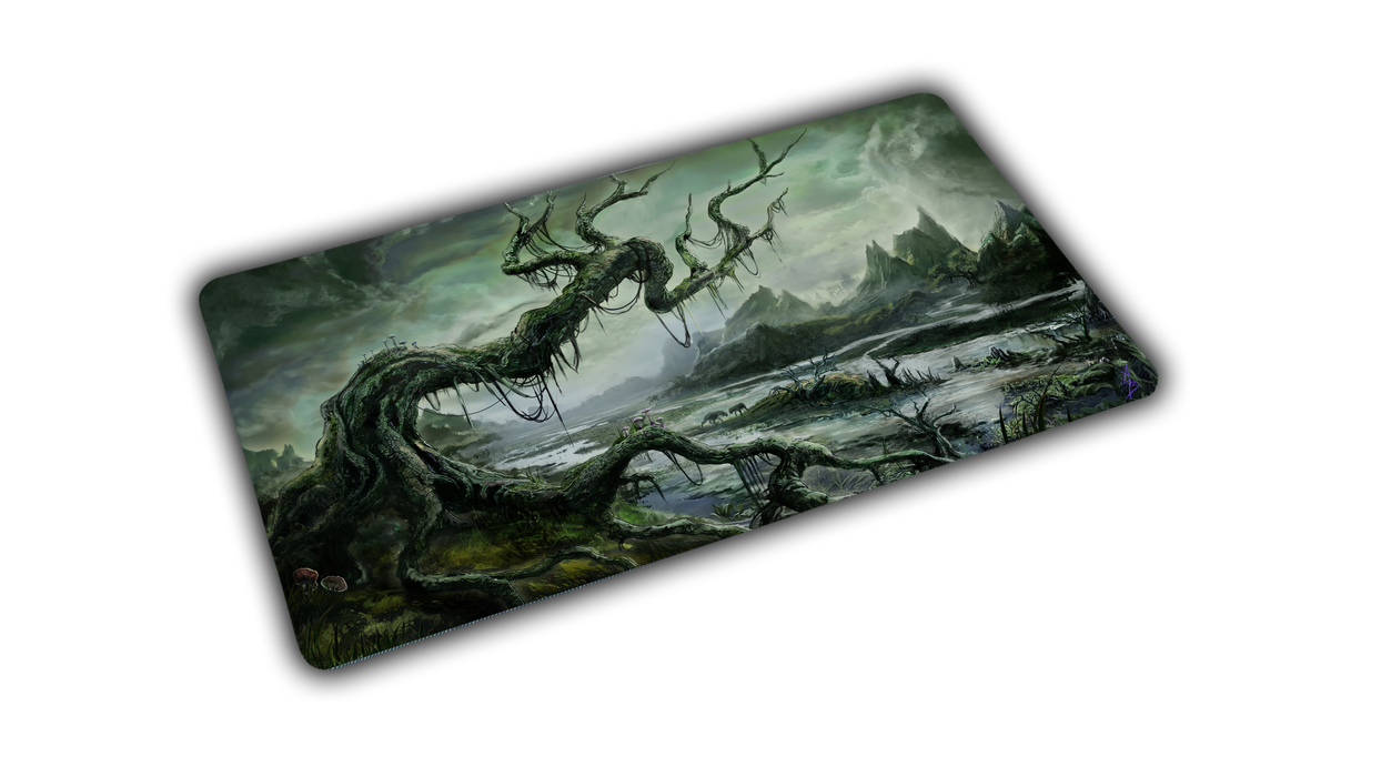 "Forsaken Swamp" —  Fallen Lands Playmat by Carlos Balarezo - for just $39.95! 