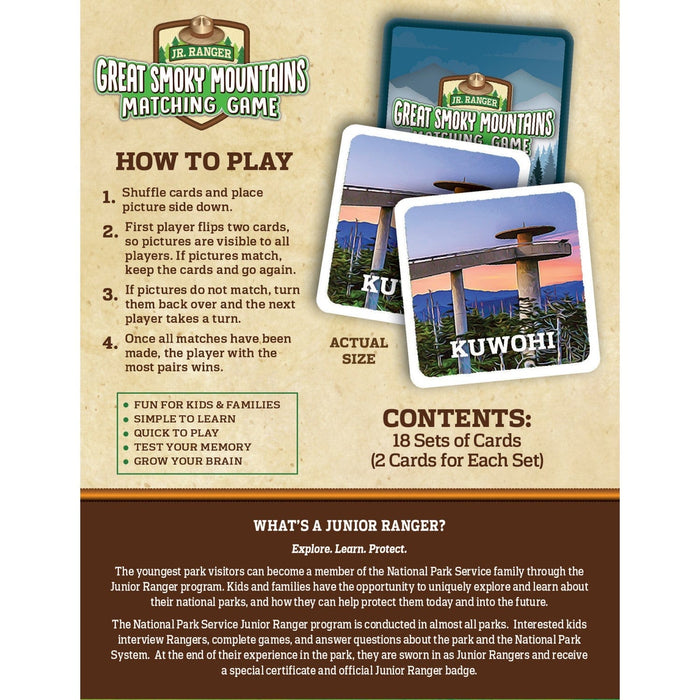 Jr. Ranger - Great Smoky Mountains Matching Game - for just $9.99! 