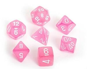 Frosted Poly Pink/White 7-Die Set - Just $11.99! Shop now at Retro Gaming of Denver