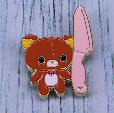 Cute Bear with Knife Meme Enamel Pins Near Me - Just $6.99! Shop now at Retro Gaming of Denver