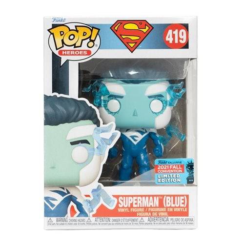 Funko Pop! 419 Heroes - Superman (Blue) Vinyl Figure - 2021 Convention Exclusive - for just $18.67! 
