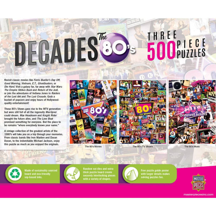 Decades - The 80's 500 Piece Jigsaw Puzzles 3-Pack - for just $24.99! 