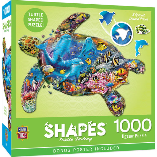 Contours - Turtle Sailing 1000 Piece Shaped Jigsaw Puzzle - Just $16.99! Shop now at Retro Gaming of Denver