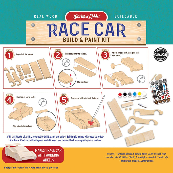 Race Car Buildable Wood Craft & Paint Kit - Just $16.99! Shop now at Retro Gaming of Denver