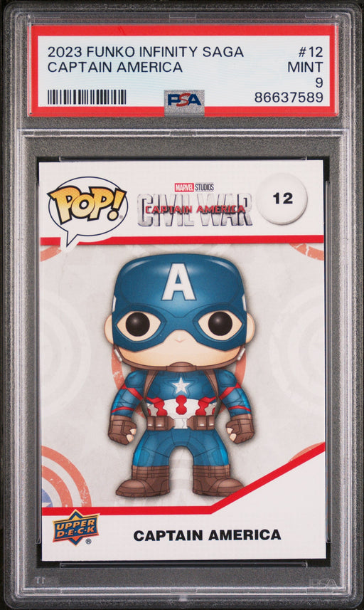 2023 UPPER DECK FUNKO POP MARVEL  CAPTAIN AMERICA  #12  PSA 9 - for just $19! 
