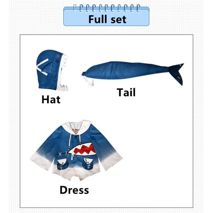 Hololive Gawr Gura Shark Cosplay - Complete Set with Tail - for just $27.99! 