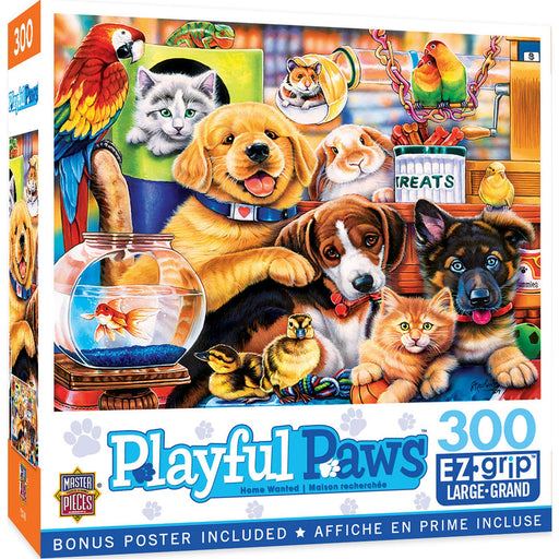 Playful Paws - Home Wanted 300 Piece EZ Grip Jigsaw Puzzle - Just $14.99! Shop now at Retro Gaming of Denver