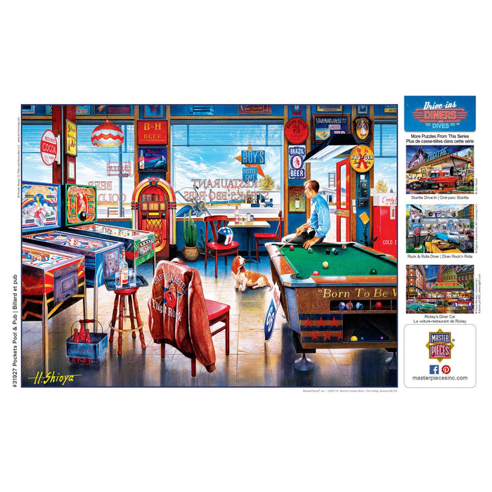 Drive-Ins, Diners & Dives - Pockets Pool & Pub 550 Piece Jigsaw Puzzle - Just $14.99! Shop now at Retro Gaming of Denver