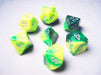 Gemini 6 Polyhedral Green Yellow/Silver 7-Die Set - Just $10! Shop now at Retro Gaming of Denver