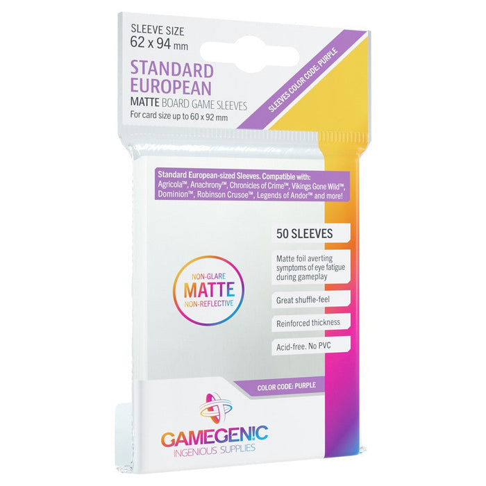 GameGenic MATTE Standard European-Sized Sleeves 62 x 94 mm - Purple - Just $3.99! Shop now at Retro Gaming of Denver