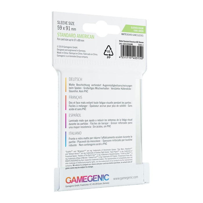Gamegenic MATTE Sleeves: Standard American (51mm x 91mm) - for just $3.99! 