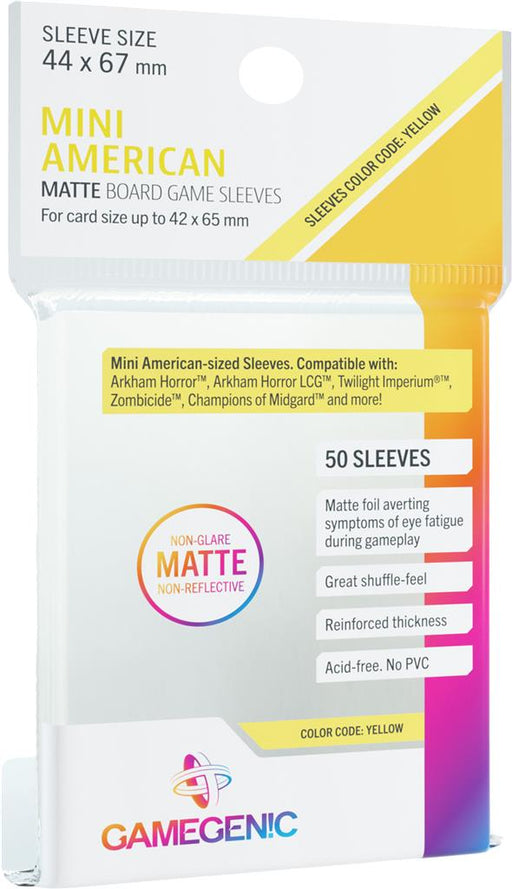 Gamegenic MATTE Sleeves: Mini American (44 x 67 mm, 50 pack) - for just $3.99! 