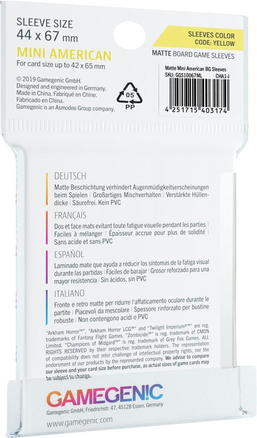 Gamegenic MATTE Sleeves: Mini American (44 x 67 mm, 50 pack) - for just $3.99! 