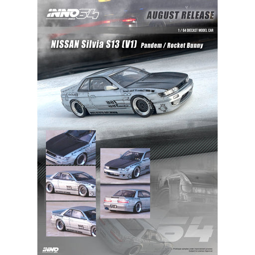 Inno64 Nissan Silvia S13 (V1) Pandem Rocket Bunny in Silver 1:64 - Premium Nissan - Just $25.99! Shop now at Retro Gaming of Denver