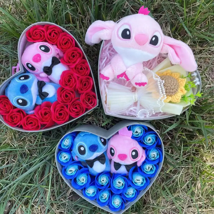 Kawaii Stitch Plush Gift Box – Heart Shaped with Roses, Valentine’s Day Gift Set - for just $27.95! 
