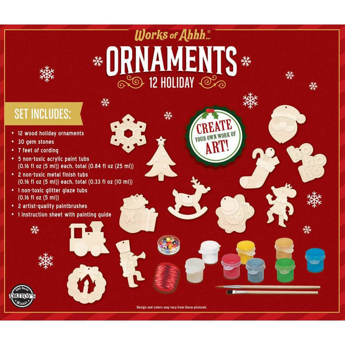 12 Holiday Ornaments Wood Craft & Paint Kit - for just $24.99! 