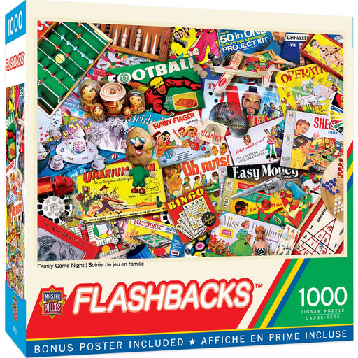 Flashbacks - Family Game Night 1000 Piece Jigsaw Puzzle - Just $16.99! Shop now at Retro Gaming of Denver