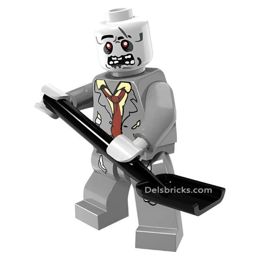 Gray Suit Zombie with Shovel Minifigure (Lego-Compatible Minifigures) - Just $3.99! Shop now at Retro Gaming of Denver