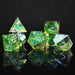 Green Flame Blade Sharp-Edged Resin Dice Set - Just $39.99! Shop now at Retro Gaming of Denver