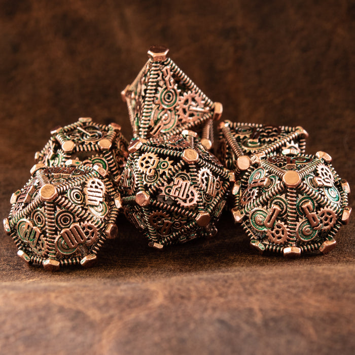 Weird West Wasteland Hollow Metal Dice Set - Green and Bronze - Just $59.99! Shop now at Retro Gaming of Denver