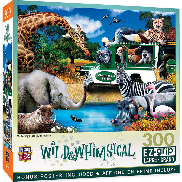 Wild & Whimsical - Watering Hole 300 Piece EZ Grip Jigsaw Puzzle - Just $14.99! Shop now at Retro Gaming of Denver