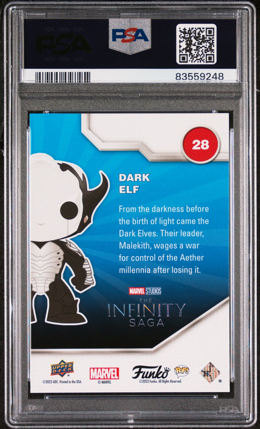 2023 UPPER DECK FUNKO POP MARVEL  DARK ELF PLATINUM #28  PSA 10 - for just $54! 