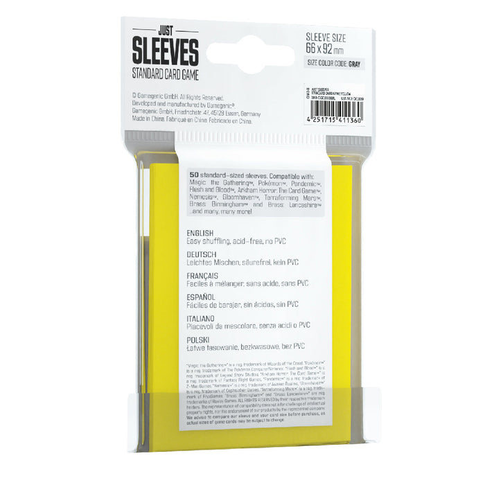 GameGenic Card Sleeves: Just Sleeves - Standard Card Game Yellow - Premium Accessories - Just $2.49! Shop now at Retro Gaming of Denver