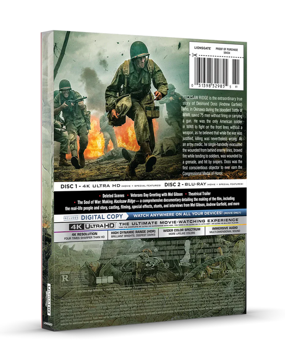 Hacksaw Ridge - Limited Edition Steelbook (4K Ultra HD + Blu-ray + Digital) - for just $34.99! 