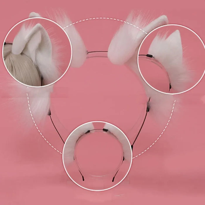 Handmade Cat Faux Fur Ears Headband - Fluffy Plush Animal Hair Hoop - for just $18.99! 